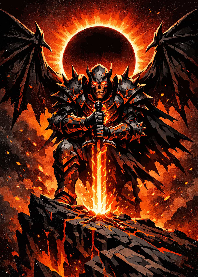 Demonic Warrior with Fiery Sword