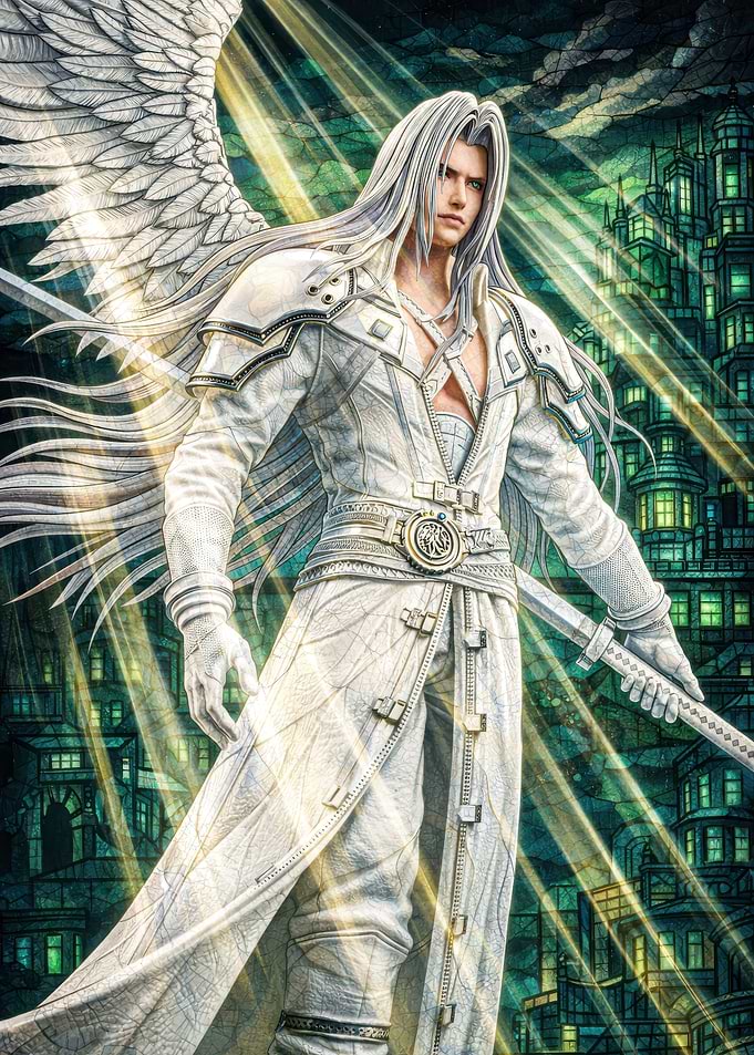 Sephiroth with Angelic Wings and Sword