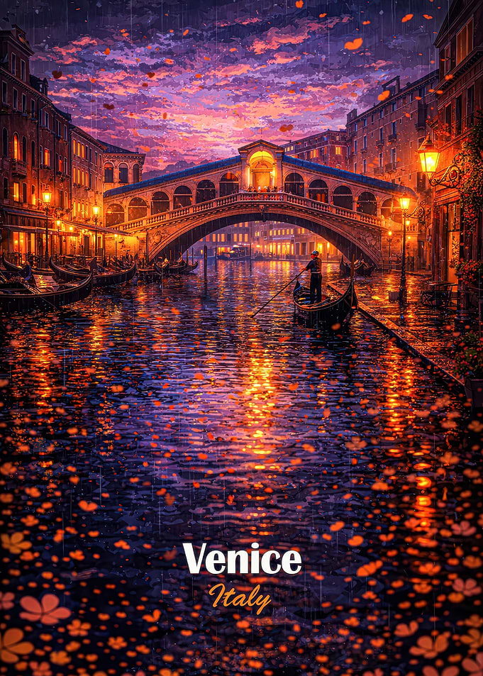 Venice Italy Rialto Bridge Gondola