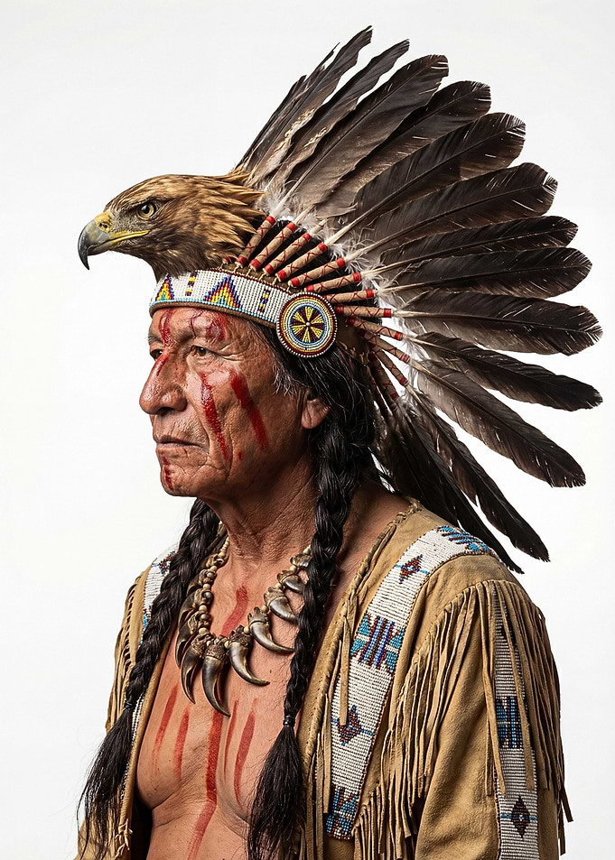 Native American Man with Eagle Headdress