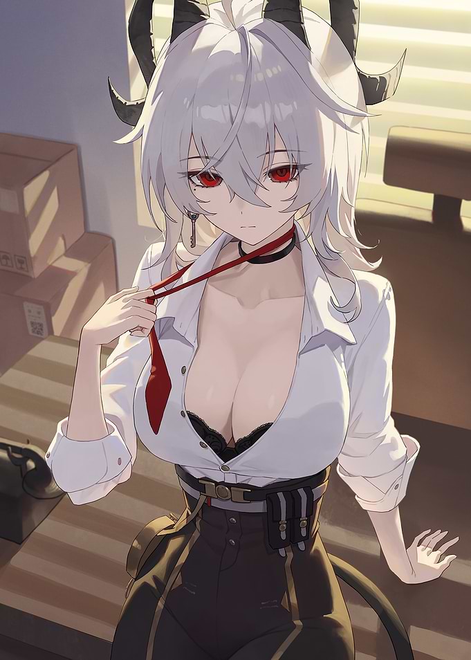Anime Demon Girl in Office Attire