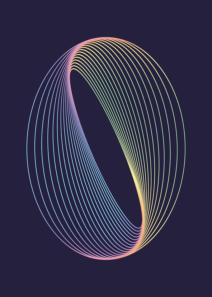 Abstract Rainbow Ellipse on Dark Background