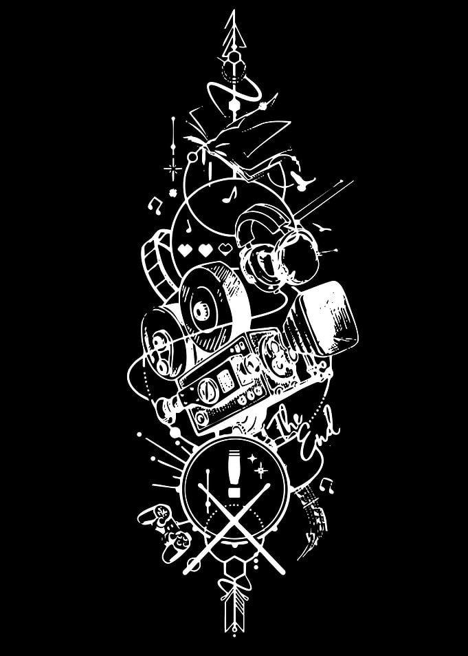 Retro Music and Gaming Collage