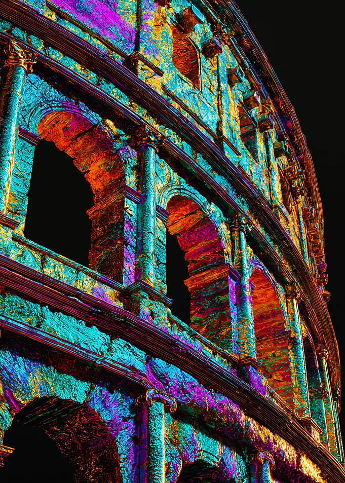 Vibrant Colosseum Rome Abstract Art