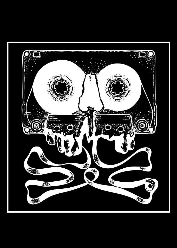 Cassette Tape Skull and Crossbones