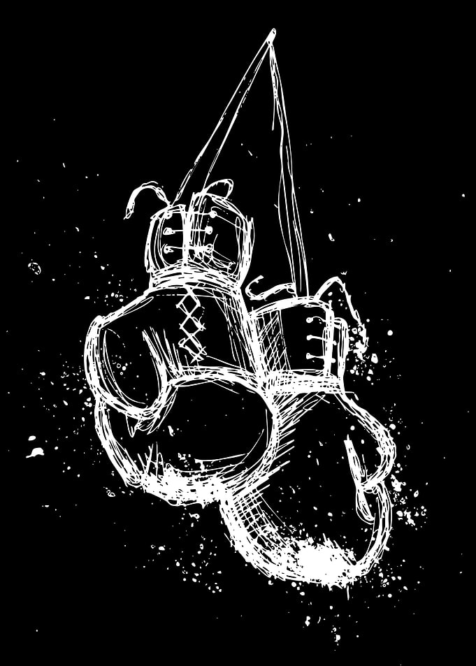 Drawn Boxing Gloves Hanging