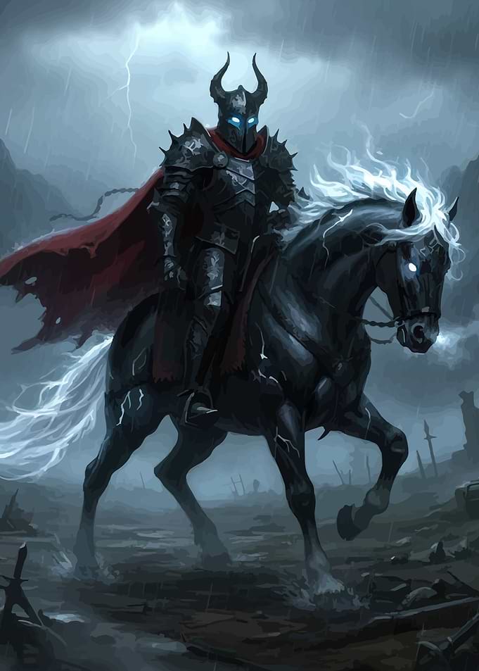 Dark Knight on a Black Horse
