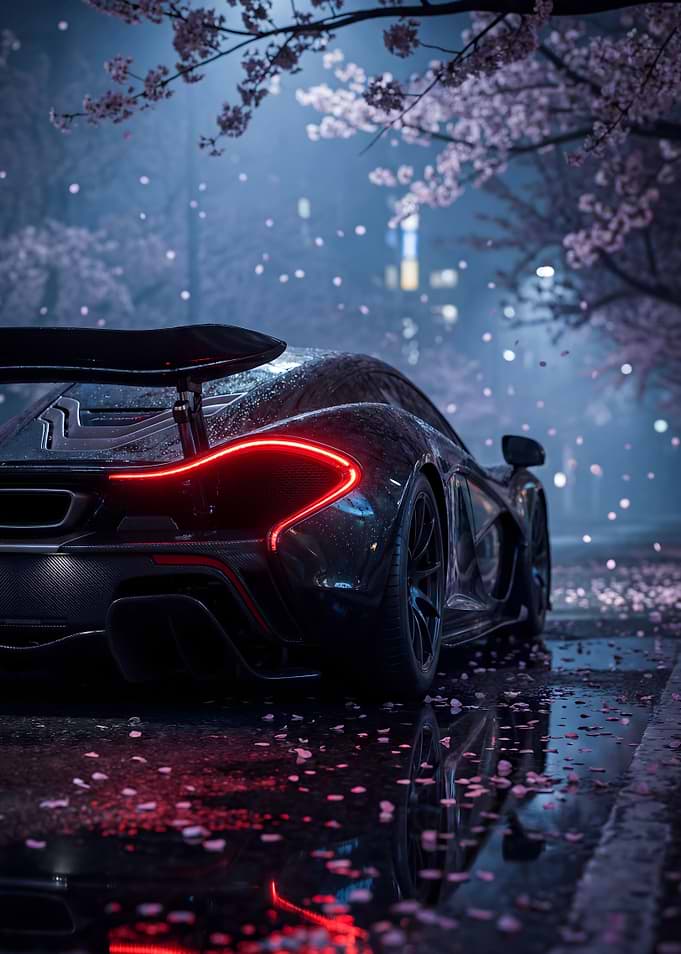 McLaren P1 in Cherry Blossom Rain