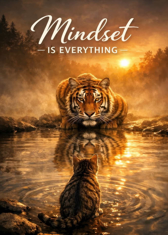 Tiger and Cat Reflection