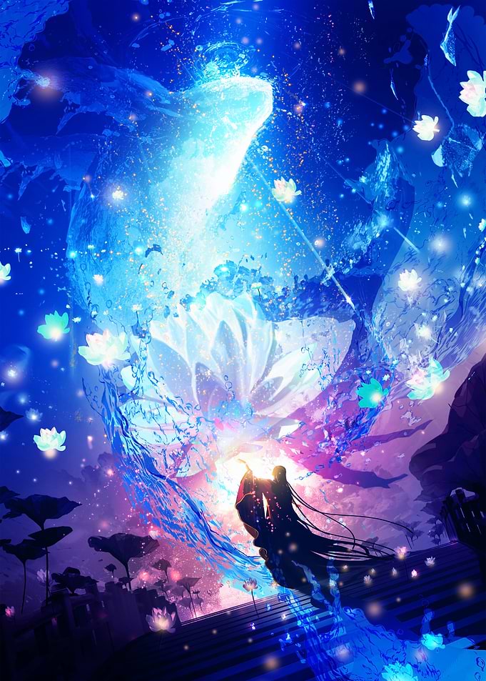 Magical Lotus Bloom with Figures
