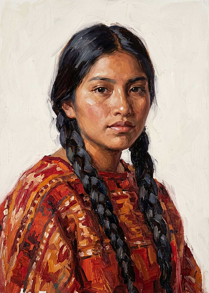 Portrait of a Young Woman with Braids