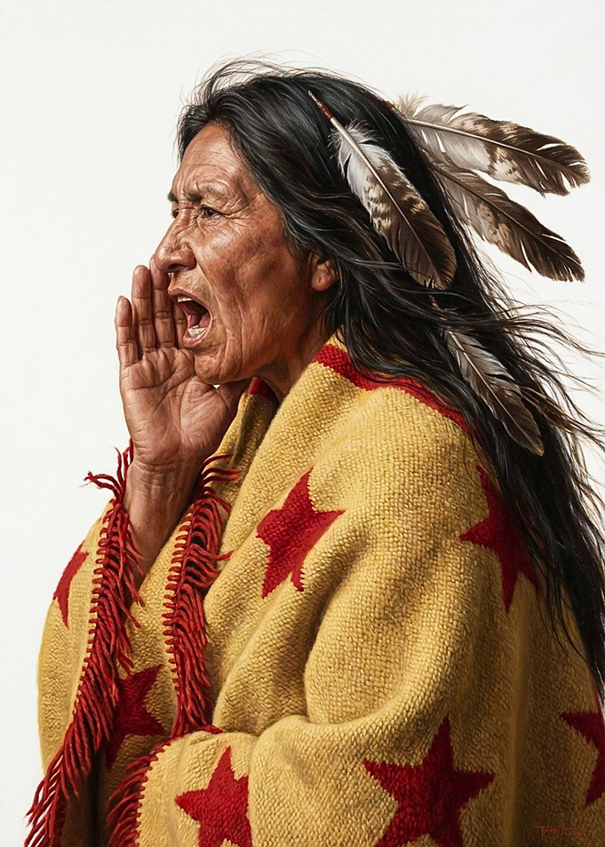 Native American Elder Shouting