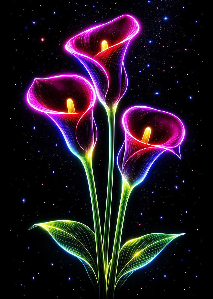 Neon Calla Lilies in Space