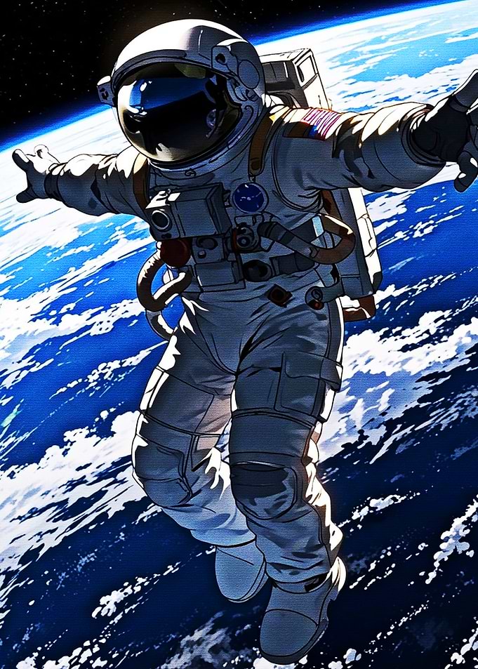 Astronaut Floating Above Earth