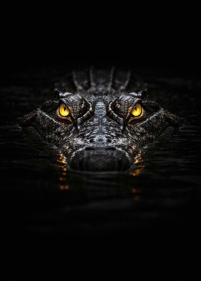 Crocodile Eyes in Dark Water