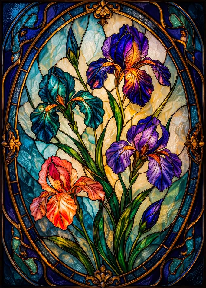 Stained Glass Irises