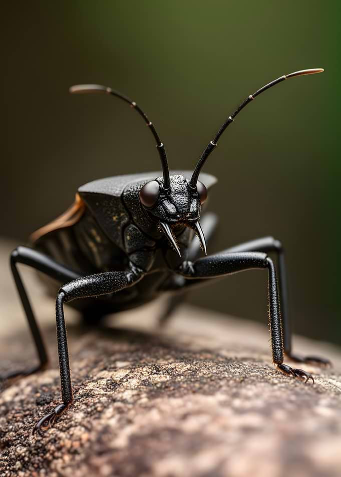 Macro shot of a black beetle