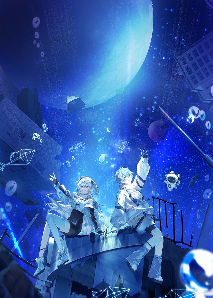 Futuristic Anime Duo in Space