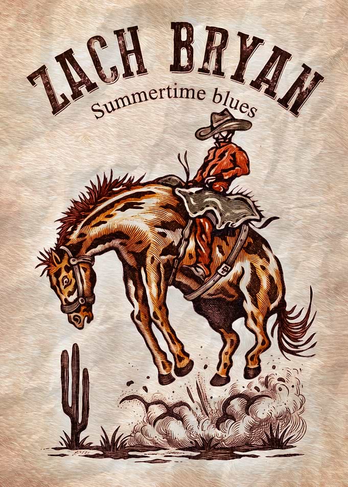 Zach Bryan Summertime Blues Cowboy Art