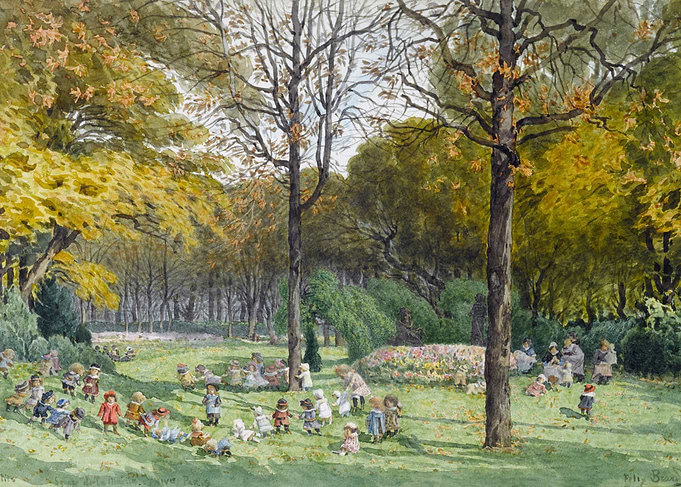 Children Playing in an Autumn Park
