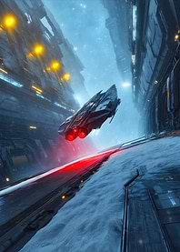 Sci-fi Spaceship in Icy Canyon