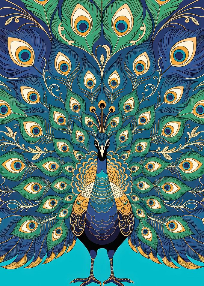 Ornate Peacock With Vibrant Feathers