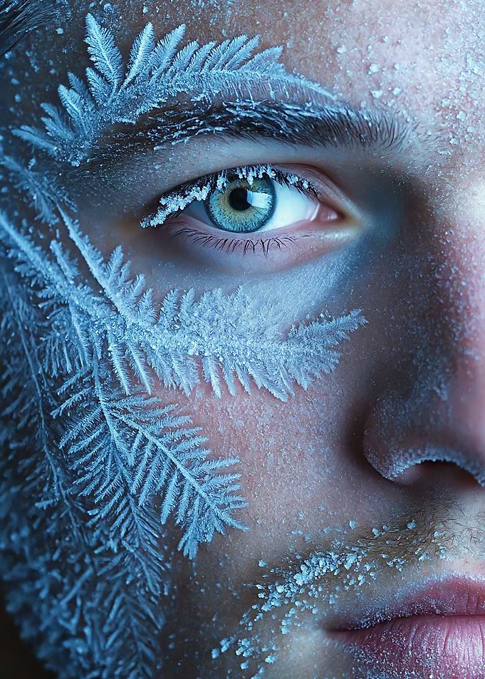 Frozen Face with Ice Crystals