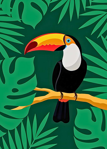 Vibrant Toucan in Tropical Jungle