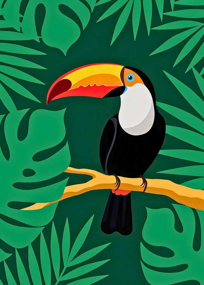 Vibrant Toucan in Tropical Jungle