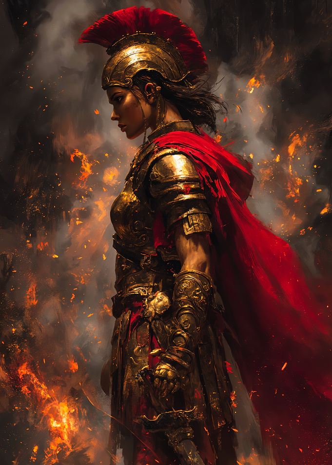 Female Spartan Warrior Gold Armor