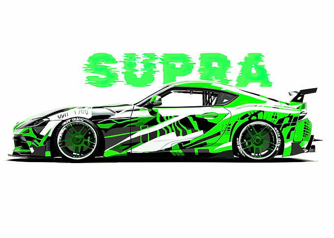 Supra Car with Neon Green Graphics