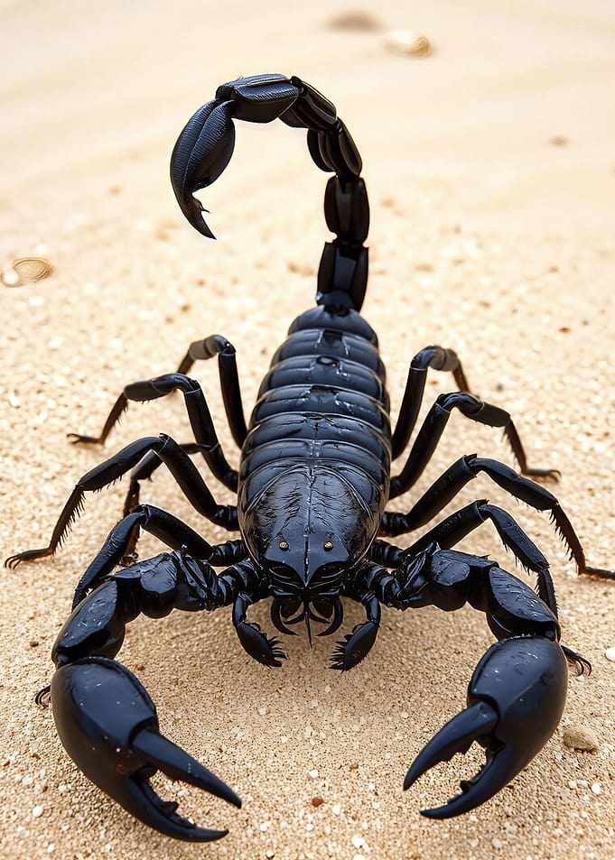 Black Scorpion on Sand