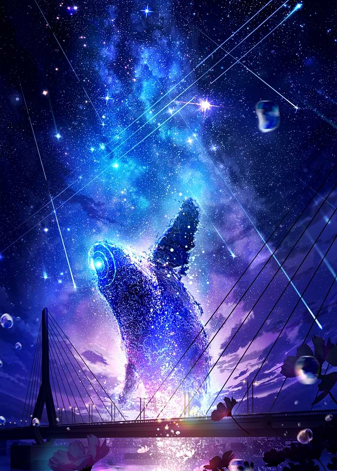 Cosmic Whale Over City Bridge