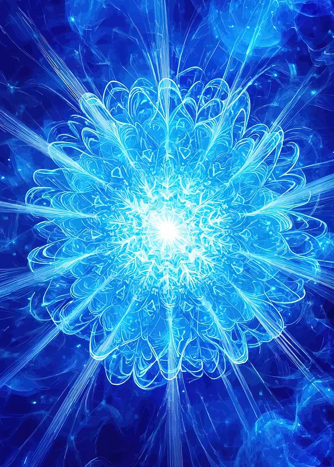 Abstract Blue Fractal Flower