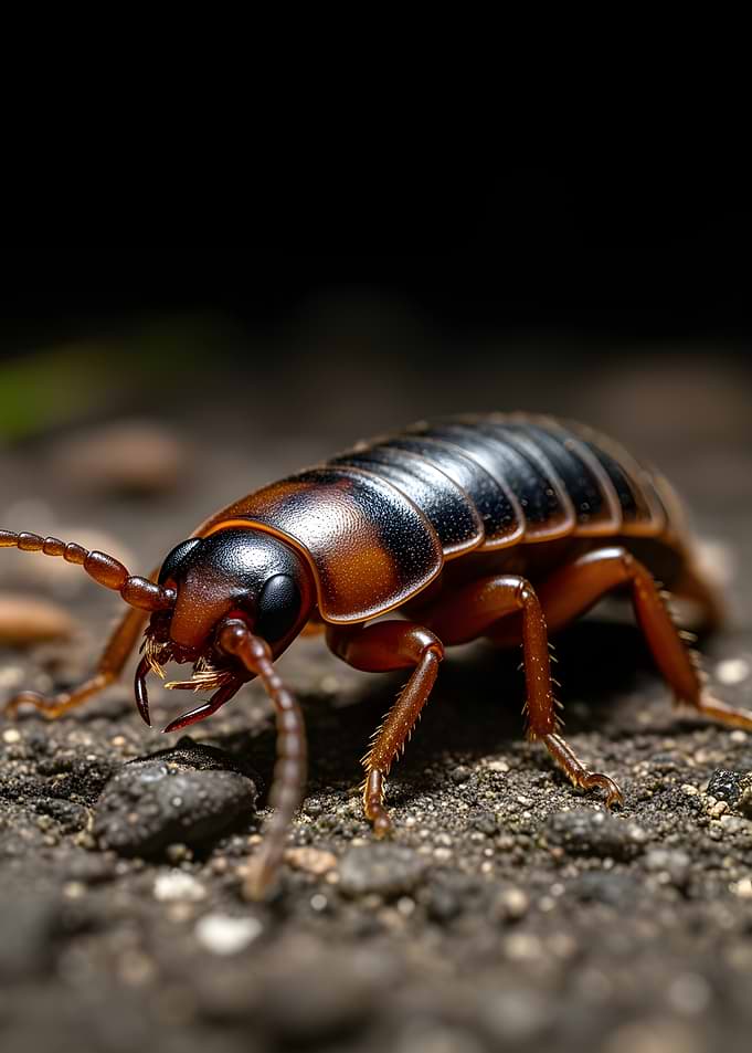 Close-up of an Earwig on Gravel