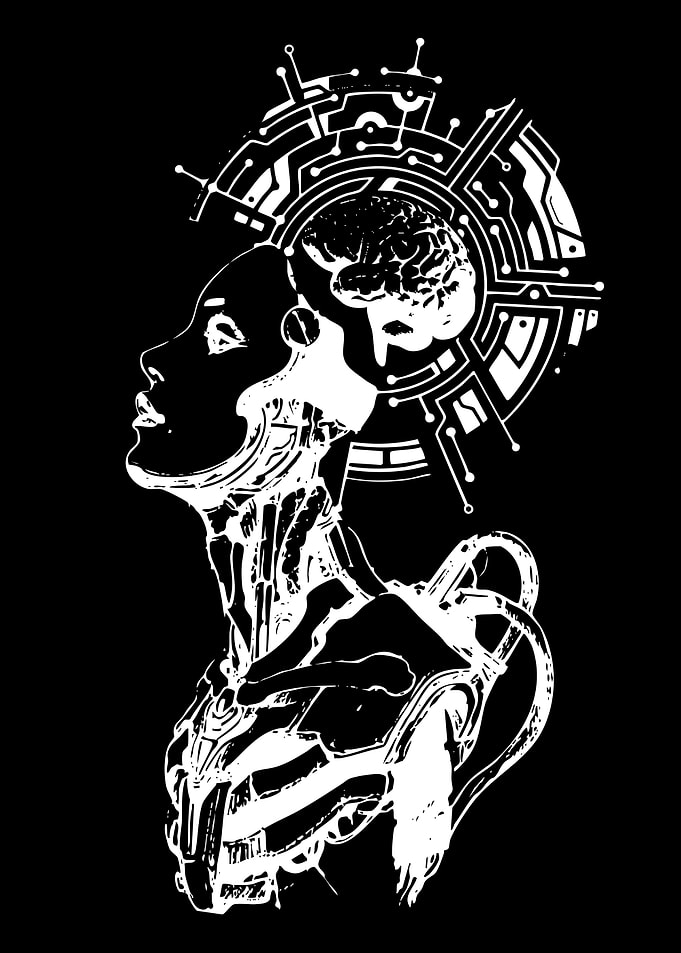 Cybernetic Woman with Brain