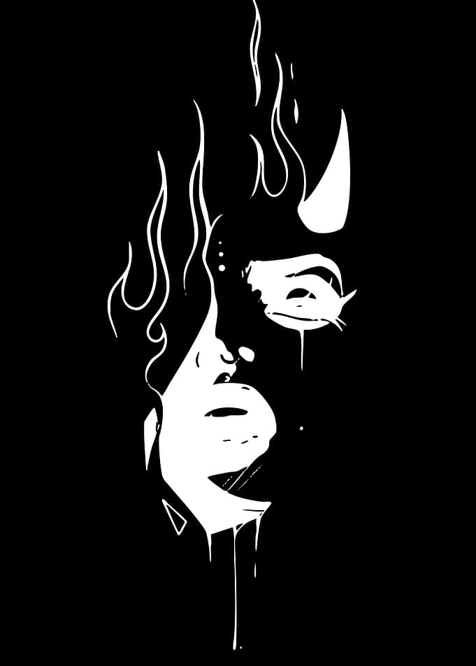 Demonic Face with Flames
