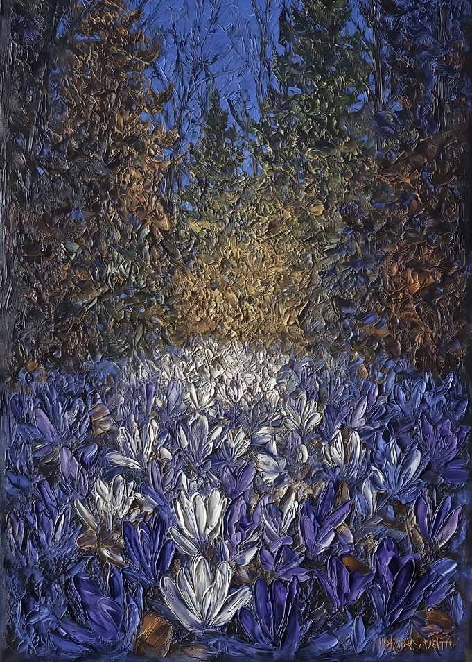Textured Floral Landscape Painting