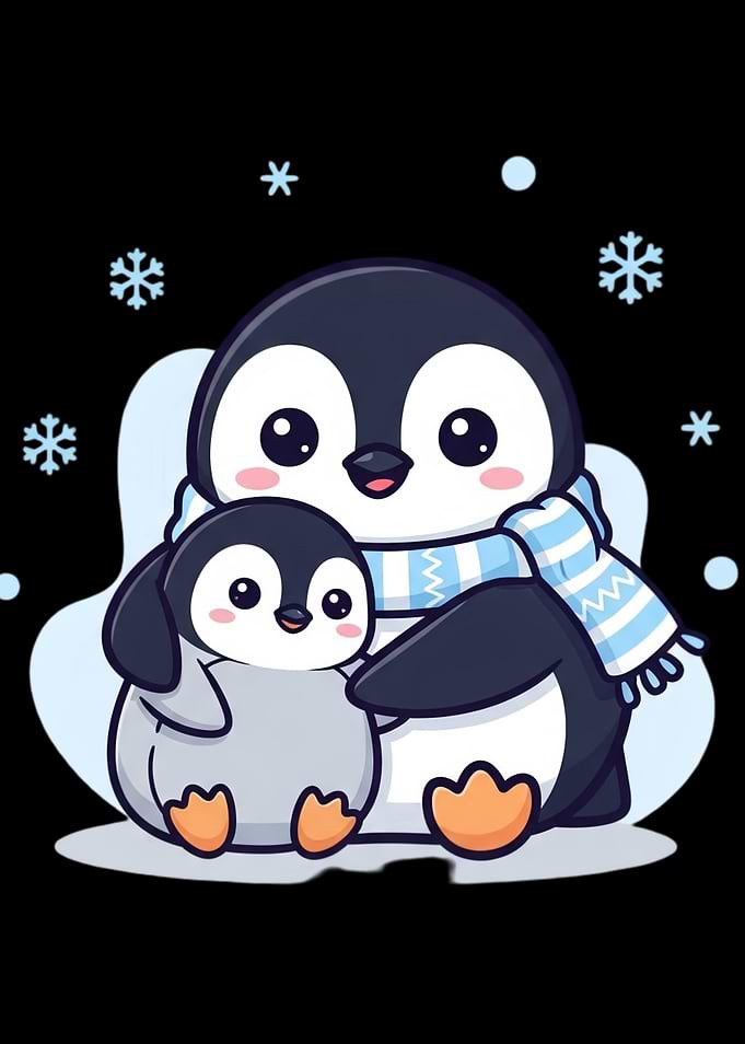 Cute Penguins in Winter