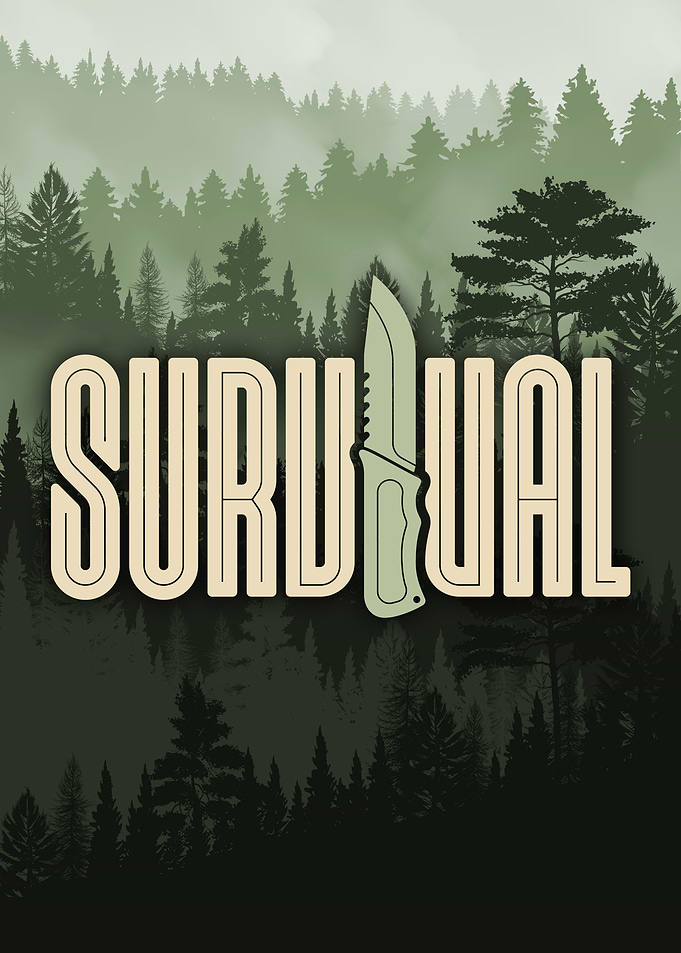 Survival Knife in Forest