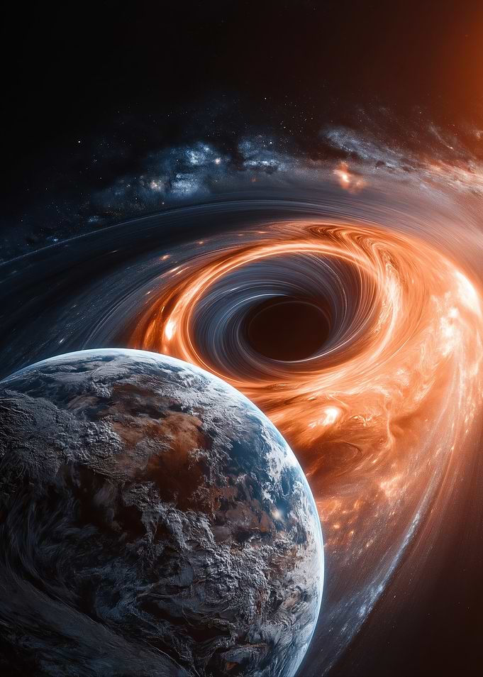Earth Approaching a Black Hole
