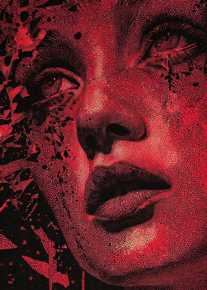 Abstract Red Face Portrait