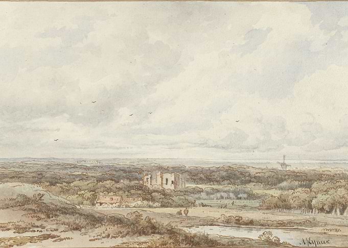 Landscape with Castle Ruins and Windmill