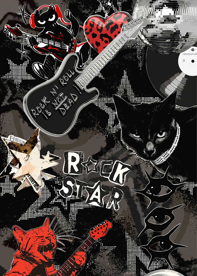 Rock Star Cats and Guitars