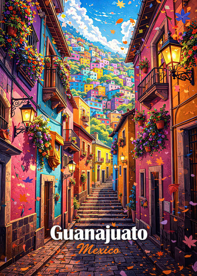 Colorful Guanajuato Street Scene