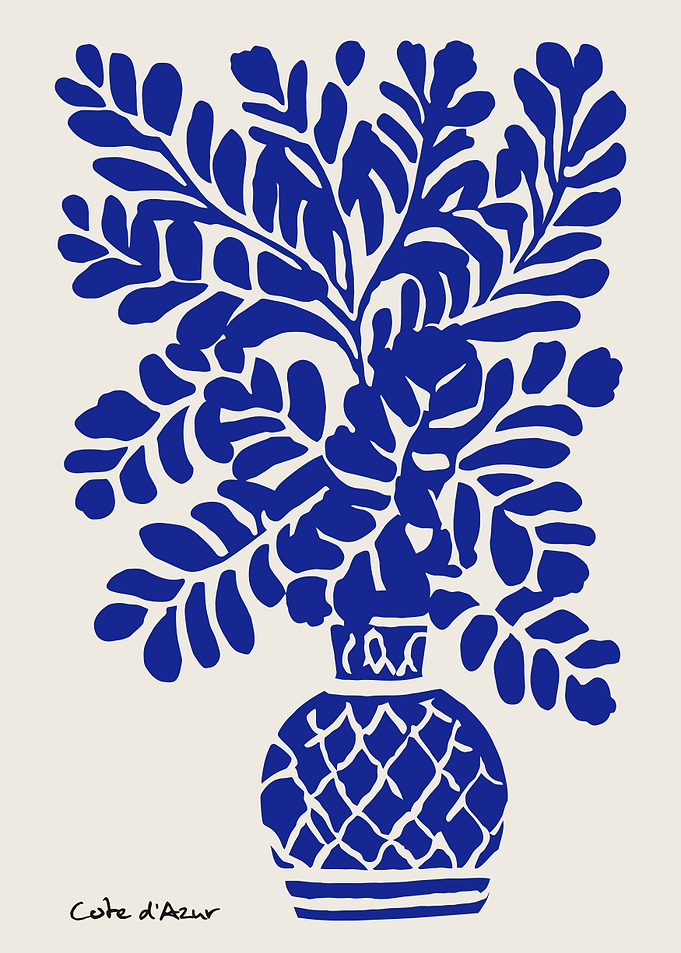 Blue Floral Arrangement in a Vase