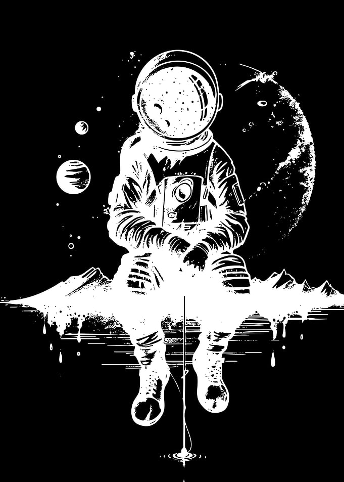 Astronaut fishing in space
