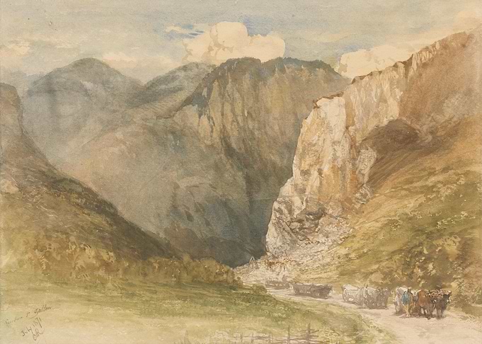 Mountain Quarry with Oxen and Carts