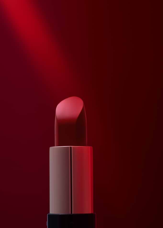 Red Lipstick on Dark Background