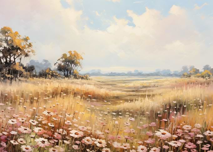 Vintage Meadow with Daisies